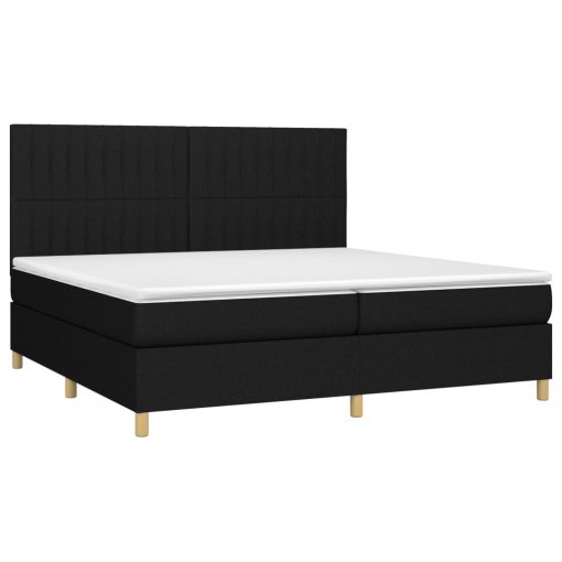 Box spring postelja z vzmetnico LED črna 200x200 cm blago - Image 3