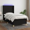 Box spring postelja z vzmetnico LED črna 90x190 cm blago