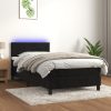 Box spring postelja z vzmetnico LED črna 90x200 cm žamet
