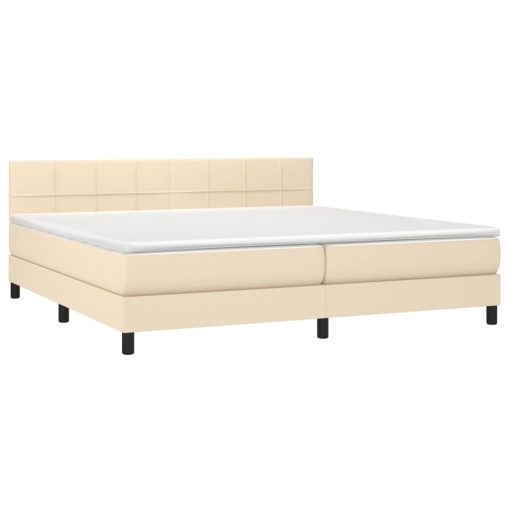 Box spring postelja z vzmetnico LED krem 200x200 cm blago - Image 3