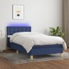 Box spring postelja z vzmetnico LED modra 100x200 cm blago
