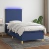 Box spring postelja z vzmetnico LED modra 100x200 cm blago