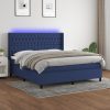 Box spring postelja z vzmetnico LED modra 180x200 cm blago