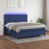 Box spring postelja z vzmetnico LED modra 180x200 cm blago