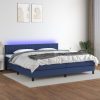 Box spring postelja z vzmetnico LED modra 200x200 cm blago