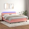 Box spring postelja z vzmetnico LED roza 180x200 cm žamet