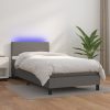 Box spring postelja z vzmetnico LED siva 100x200cm umetno usnje