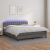 Box spring postelja z vzmetnico LED siva 160x200cm umetno usnje