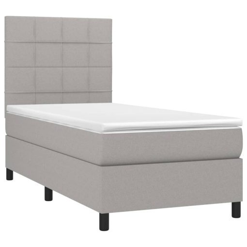 Box spring postelja z vzmetnico LED sv. siva 100x200 cm blago - Image 3