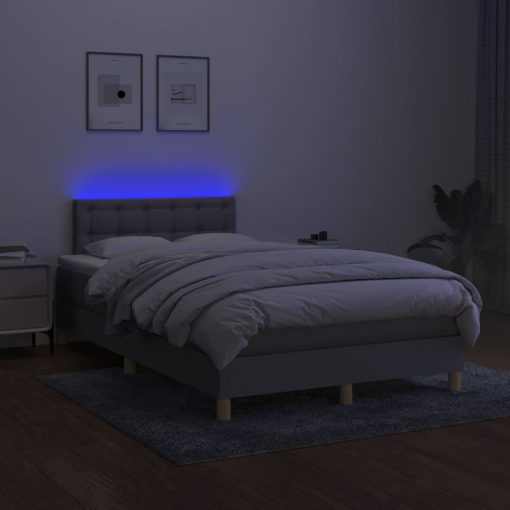 Box spring postelja z vzmetnico LED sv. siva 120x200 cm blago - Image 4