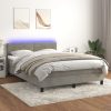 Box spring postelja z vzmetnico LED sv. siva 140x190 cm žamet