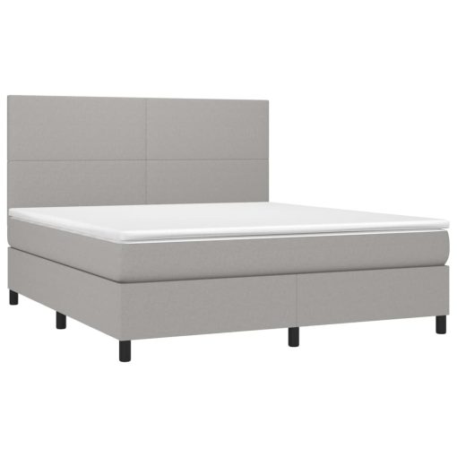 Box spring postelja z vzmetnico LED sv. siva 160x200 cm blago - Image 3