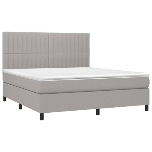 Box spring postelja z vzmetnico LED sv. siva 160x200 cm blago - Image 3