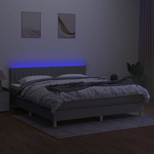 Box spring postelja z vzmetnico LED sv. siva 160x200 cm blago - Image 3