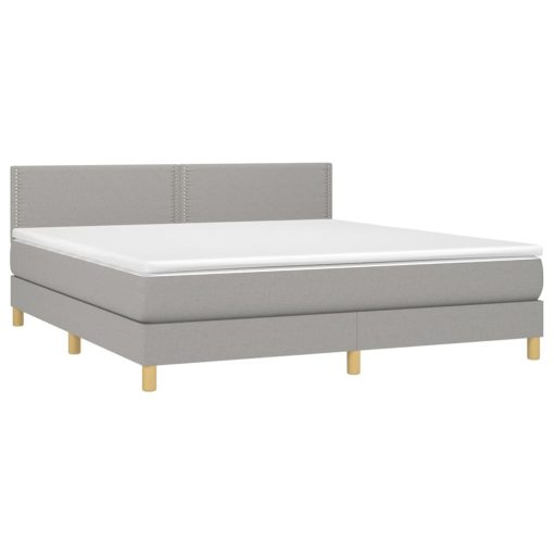 Box spring postelja z vzmetnico LED sv. siva 160x200 cm blago - Image 4