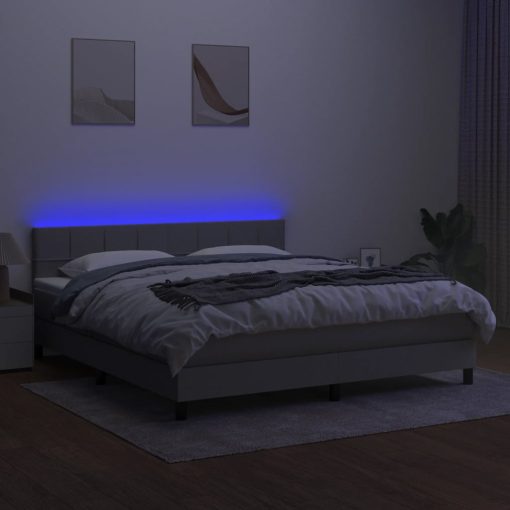 Box spring postelja z vzmetnico LED sv. siva 180x200 cm blago - Image 4