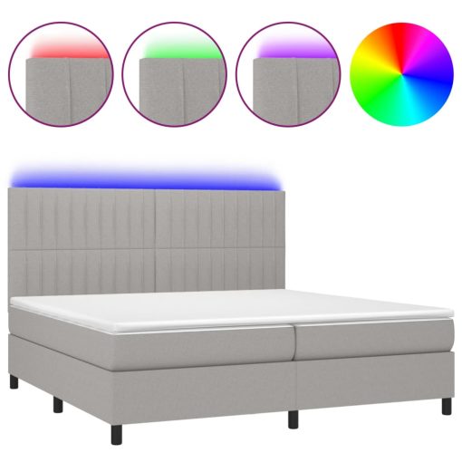 Box spring postelja z vzmetnico LED sv. siva 200x200 cm blago - Image 2