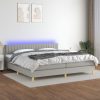 Box spring postelja z vzmetnico LED sv. siva 200x200 cm blago