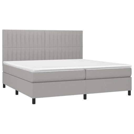 Box spring postelja z vzmetnico LED sv. siva 200x200 cm blago - Image 3