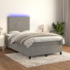 Box spring postelja z vzmetnico LED svetlo siva 120x200cm žamet