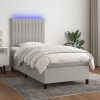 Box spring postelja z vzmetnico LED svetlo siva 80x200 cm blago