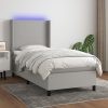 Box spring postelja z vzmetnico LED svetlo siva 90x190 cm blago