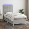 Box spring postelja z vzmetnico LED svetlo siva 90x200 cm blago