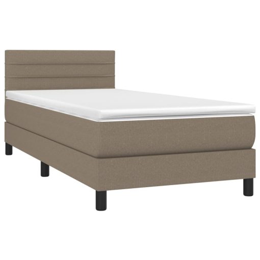 Box spring postelja z vzmetnico LED taupe 100x200 cm blago - Image 3