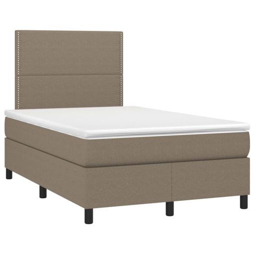 Box spring postelja z vzmetnico LED taupe 120x200 cm blago - Image 3