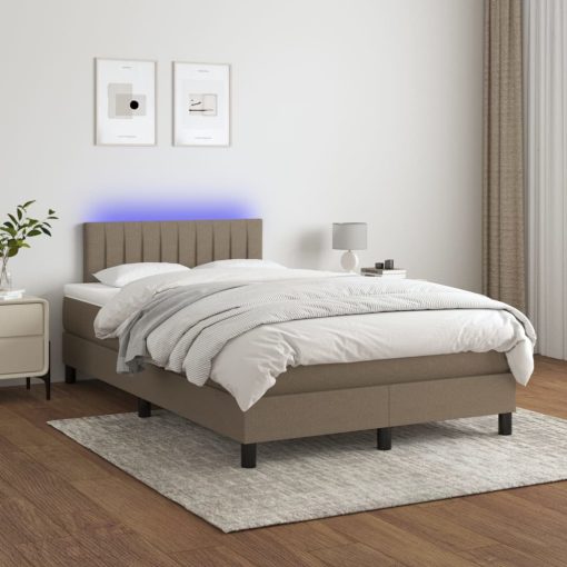 Box spring postelja z vzmetnico LED taupe 120x200 cm blago