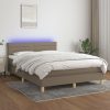 Box spring postelja z vzmetnico LED taupe 140x190 cm blago