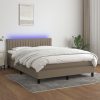 Box spring postelja z vzmetnico LED taupe 140x190 cm blago