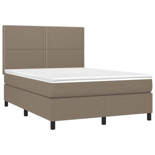 Box spring postelja z vzmetnico LED taupe 140x190 cm blago - Image 3