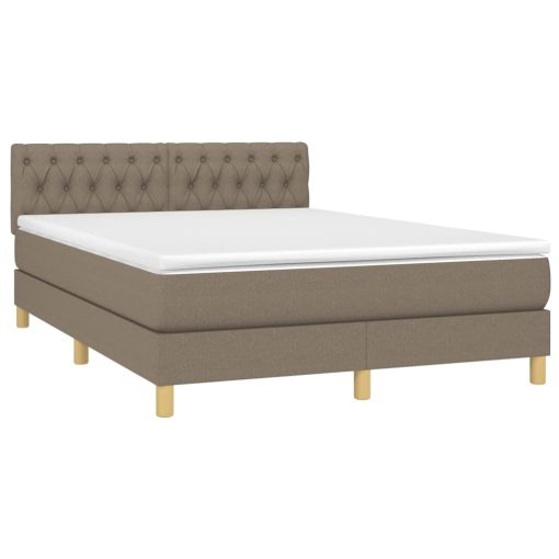 Box spring postelja z vzmetnico LED taupe 140x190 cm blago - Image 3