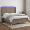 Box spring postelja z vzmetnico LED taupe 140x190 cm blago