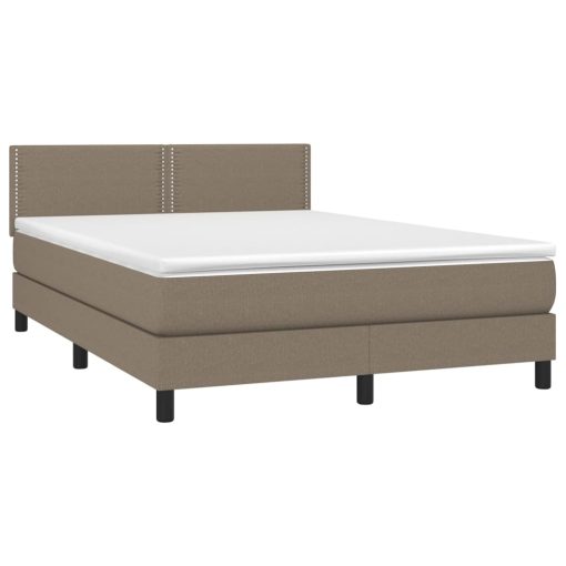 Box spring postelja z vzmetnico LED taupe 140x200 cm blago - Image 3