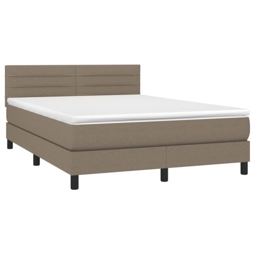 Box spring postelja z vzmetnico LED taupe 140x200 cm blago - Image 3