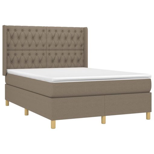 Box spring postelja z vzmetnico LED taupe 140x200 cm blago - Image 4