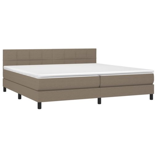 Box spring postelja z vzmetnico LED taupe 200x200 cm blago - Image 3