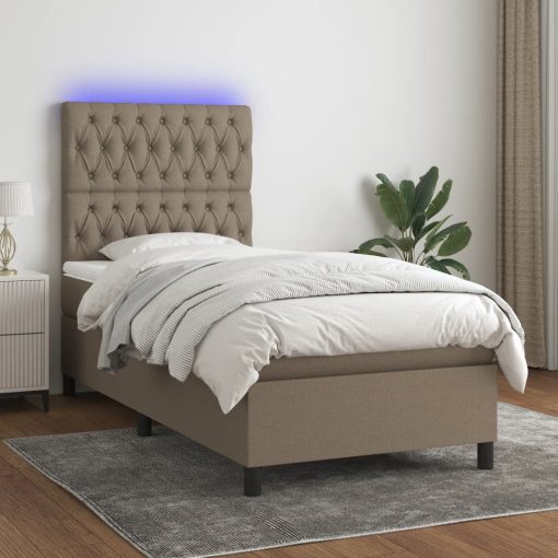 Box spring postelja z vzmetnico LED taupe 80x200 cm blago