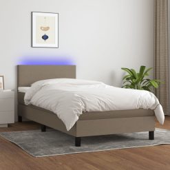 Box spring postelja z vzmetnico LED taupe 80x200 cm blago