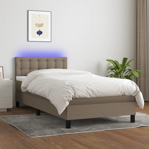 Box spring postelja z vzmetnico LED taupe 80x200 cm blago