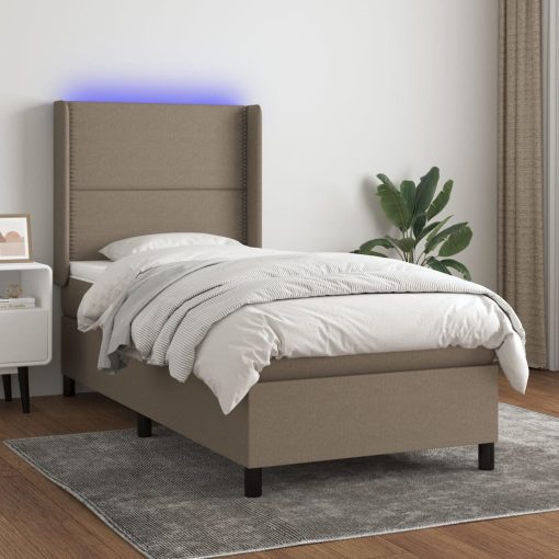 Box spring postelja z vzmetnico LED taupe 80x200 cm blago