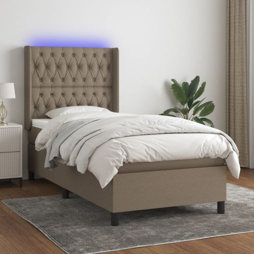 Box spring postelja z vzmetnico LED taupe 80x200 cm blago