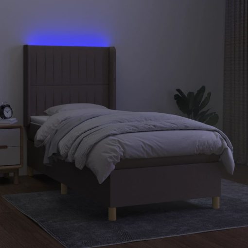 Box spring postelja z vzmetnico LED taupe 90x190 cm blago - Image 3