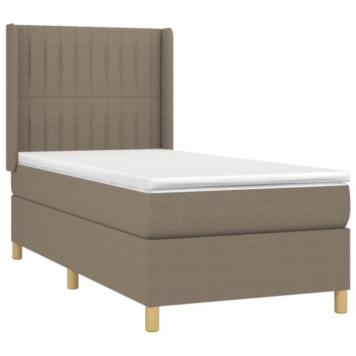 Box spring postelja z vzmetnico LED taupe 90x190 cm blago - Image 4