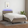 Box spring postelja z vzmetnico LED taupe 90x200 cm blago