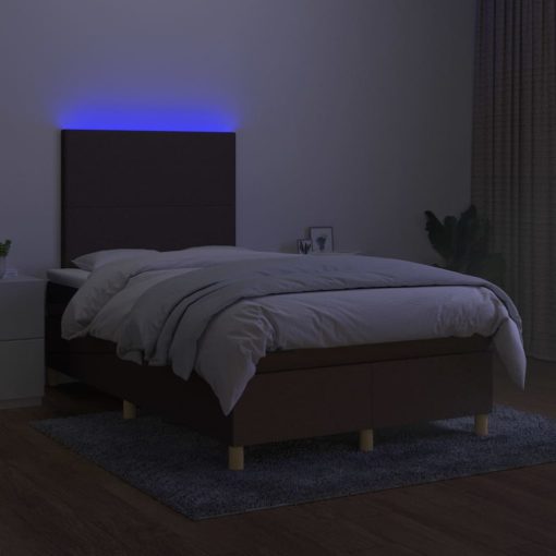 Box spring postelja z vzmetnico LED tem. rjava 120x200 cm blago - Image 4