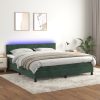 Box spring postelja z vzmetnico LED tem. zelena 160x200cm žamet