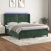 Box spring postelja z vzmetnico LED tem. zelena 180x200cm žamet